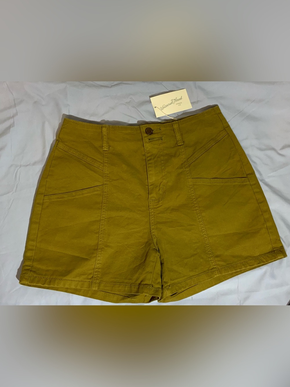 Universal Thread high rise midi shorts olive khaki mustard women's size 6/28